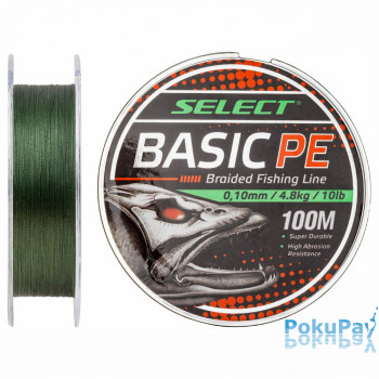 Шнур Select Basic PE Dark Green 100m 0.10mm 10LB/4.8kg