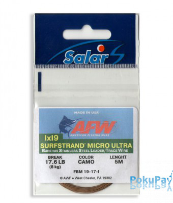Поводковый материал AFW Surfstrand Micro Ultra 1х19, 17lb/8кг, 10 м, 19-жильный