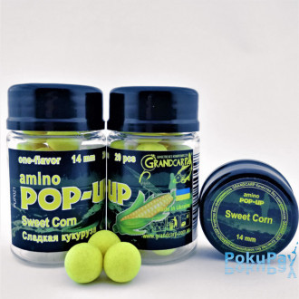 Бойли плаваючі Grandcarp Amino Pop-Up Sweetcorn (Солодка кукурудза) 14mm 20 шт (PUP021)