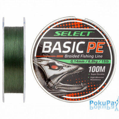 Шнур Select Basic PE Dark Green 100m 0.14mm 15LB/6.8kg
