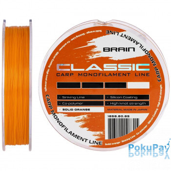 Волосінь Brain Classic Carp Line (solid orange) 300m 0.25mm 15lb 6.6kg