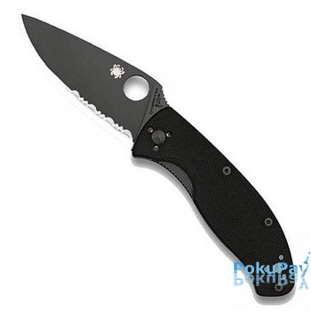 Нож Spyderco Tenacious Black, полусерейтор