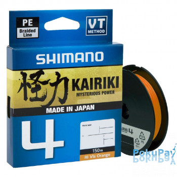 Шнур Shimano Kairiki 4 PE (Hi-Vis Orange) 150m 0.10mm 6.8kg