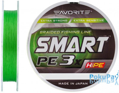 Шнур Favorite Smart PE Light Green 3x 150m #0.15/0.066mm 1.2kg