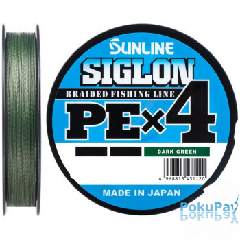 Шнур Sunline Siglon PE х4 300m темн-зеленый #1.2/0.187mm 20lb/9.2kg