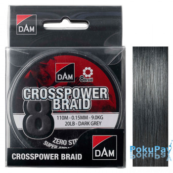 Шнур DAM CROSSPOWER 8-BRAID 110м 0,10мм 5,4кг/12Lb (dark grey)