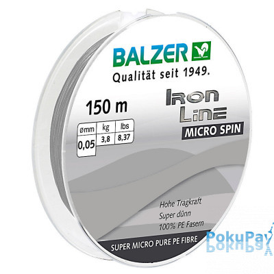 Шнур Balzer Iron Line Micro Spin PE 3x Light Grey 150м 0.05мм  3,8кг (светло-серый)