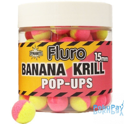 Dynamite Baits Two Tone Banana &amp; Krill Fluro Pop-Ups 20mm 100g (DY606)