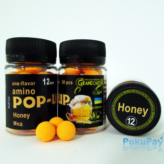 Бойли Grandcarp Amino POP-UP one-flavor Honey (Мед) 12mm 30шт (PUP133)