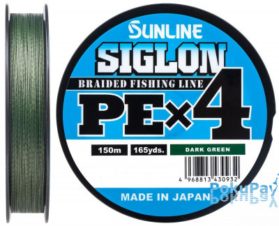 Шнур Sunline Siglon PE X4 Dark Green 150m #3.0/0.296mm 50lb/22.0kg