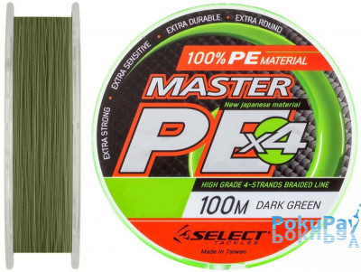 Шнур Select Master PE Dark Green X4 100m 0.10mm 13kg
